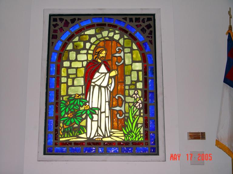 Our Pulpit Window of Christ Knocking At Our Heart's Door